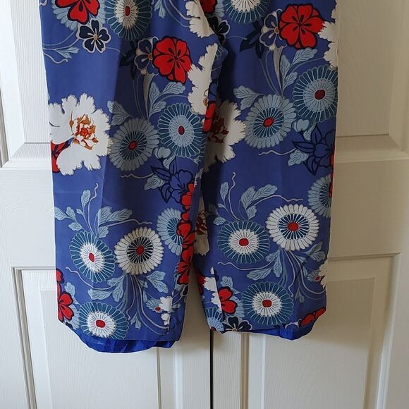 Silk Collection by Harve Bernard vintage  floral silk cropped beachy pants Sz 12 - Picture 2 of 5